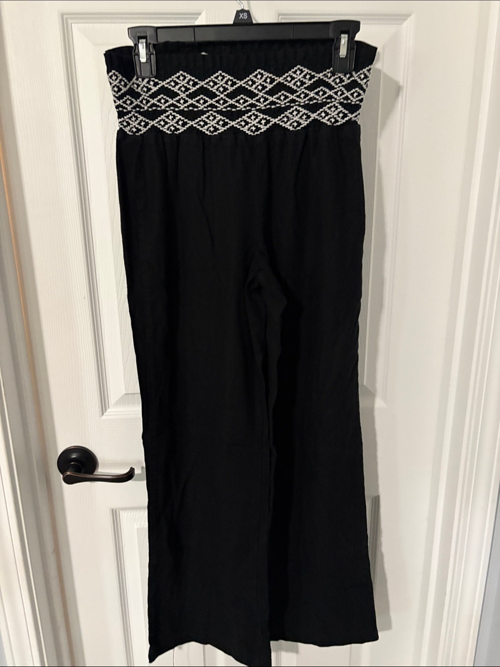 Indigo Rein Black Wide-Leg Pants with White Smocked Waistband